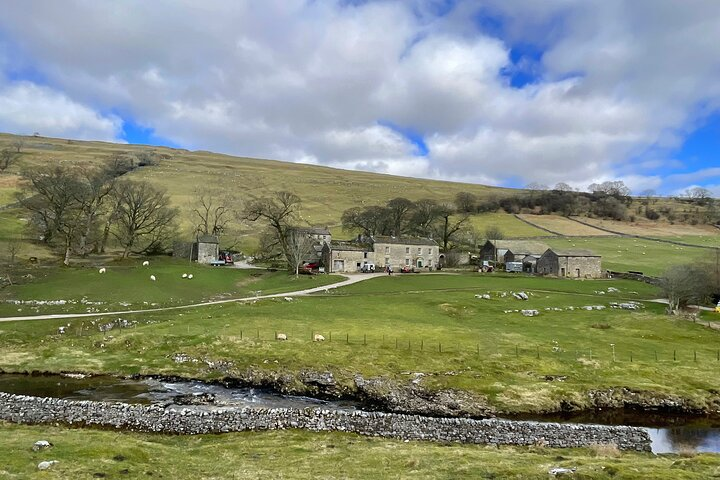 The Yorkshire Dales farm that was used in filming as 'Alderson's farm' in the new series of 'All Creatures, Great and Small'. 